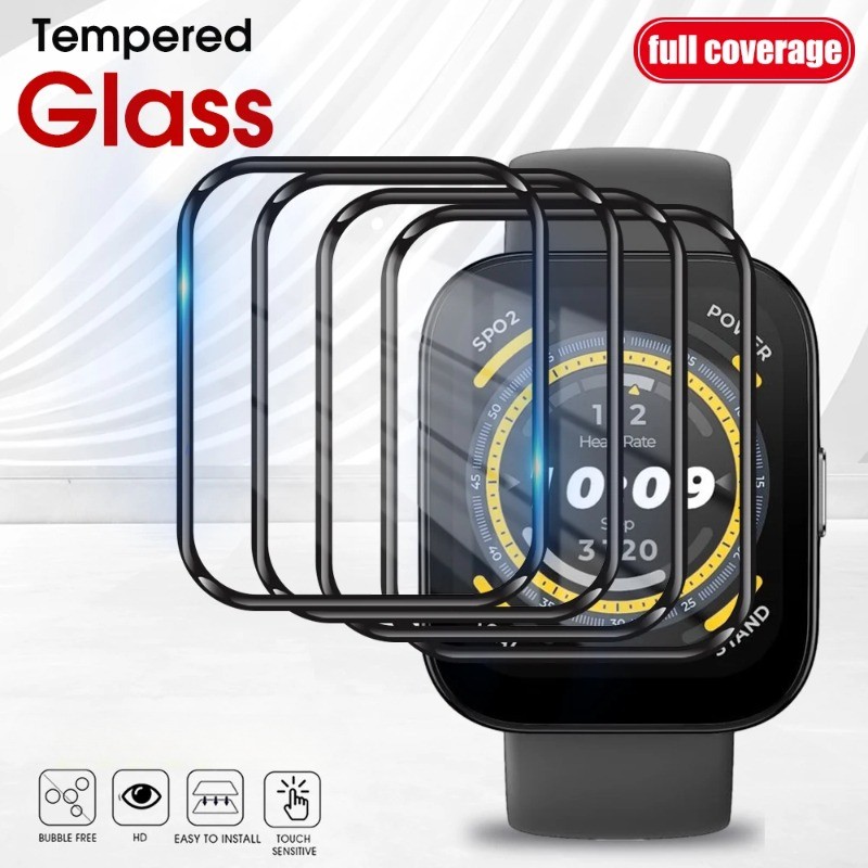 Amazfit Bip6 Bip5 BipLite BipU 1-3 ชิ้น 800D Full Cover HD Black Edge ฟิล์มกระจกนิรภัยสําหรับ Amazfi