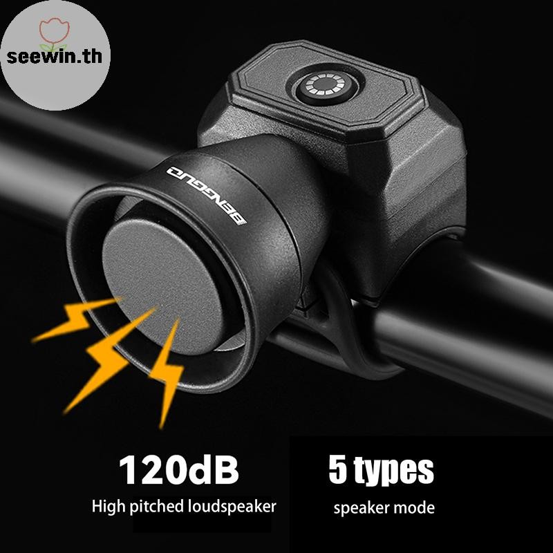 Seewin แตรจักรยานไฟฟ้า USB ชาร์จ กันน้ํา พร้อมเสียงเตือนความปลอดภัย สําหรับเสือภูเขา อุปกรณ์เสริมขี่