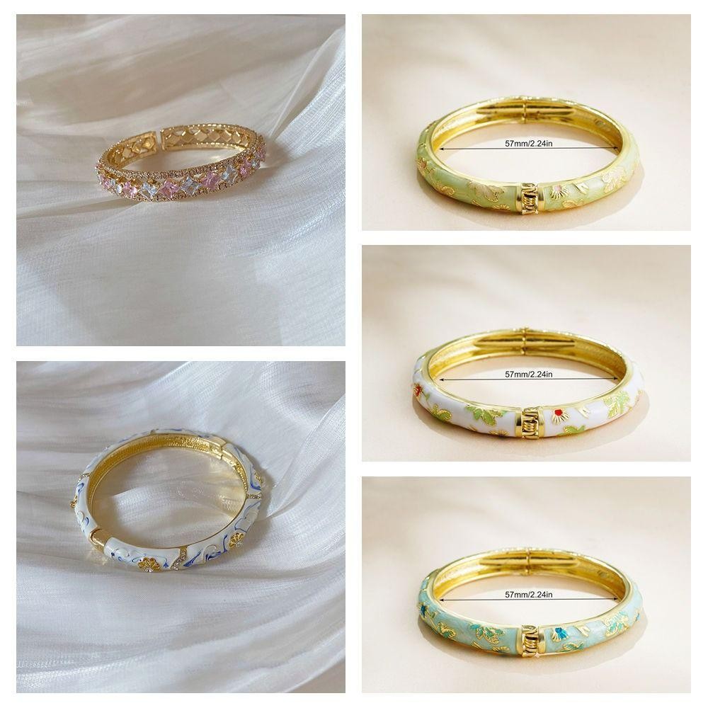 โนวาวี Cloisonne กําไลข้อมือวินเทจ, จีนคลาสสิกกลวงออกดอกไม้กําไลข้อมือบนมือชาติพันธุ์วินเทจแบบดั้งเดิมของผู้หญิงมือสร้อยข้อมือผู้ห ราคา ถูกที่สุด ดีลบีเคเค แกลเลอรีภาพที่ 2