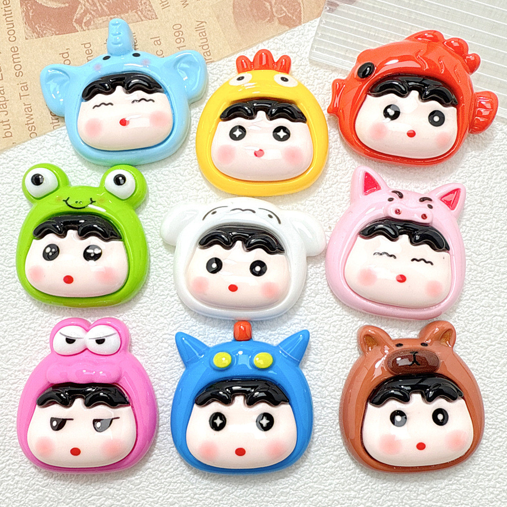 9 ชิ้นขนาดใหญ่ Shin-chan Head แบนกลับเรซิ่น Charms สําหรับ DIY (8-307)