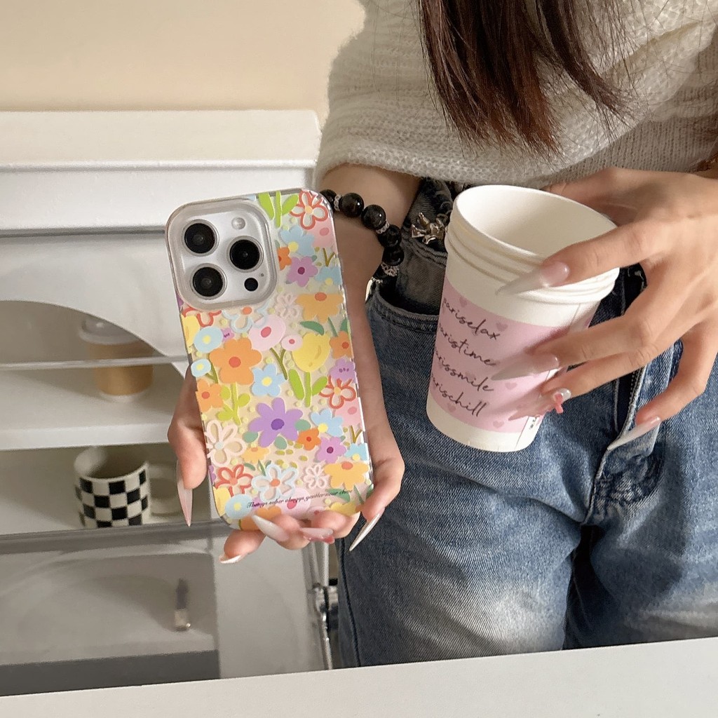 ดอกไม้ที่มีสีสันเคสโทรศัพท์Drop-ResistantสําหรับiPhone 16 Promax 15 Promax 11 12 13 Mini 14plus 11 Promax XS XR XS Max 78 7plus 6SP 6S