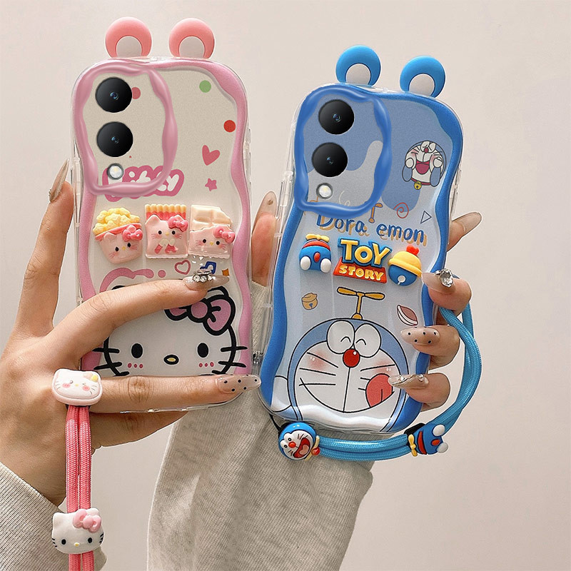 เคส Vivo Y17s Case Kuromi Cute 3D Ears cream edge Soft Phone Case TY-EDNY