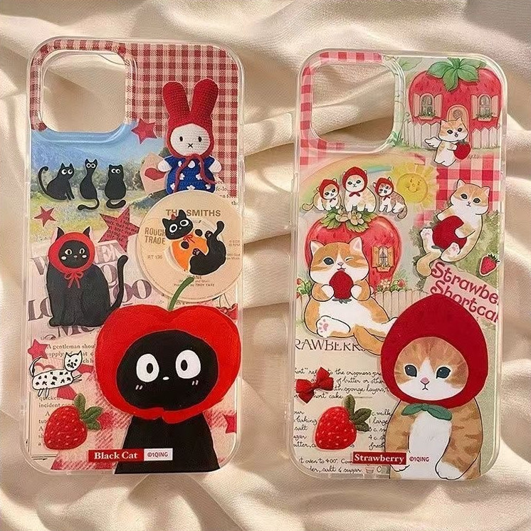 🎈POPPA🎈หนูน้อยหมวกแดงคิตตี้ เคสไอโฟน13 สำหรับ IPhone 11 15 14 13 12 16 Pro Max 7 Plus 8Plus XS X XR Max 7 8 Plus เคส