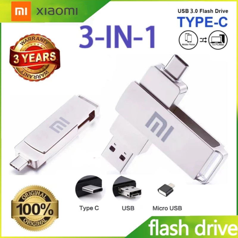 ใหม่!!! Xiaomi TYPE-C Flashdisk USB 1tb ความเร็วสูง 2tb, ไดรเวอร์แฟลชโลหะ USB, แฟลช USB