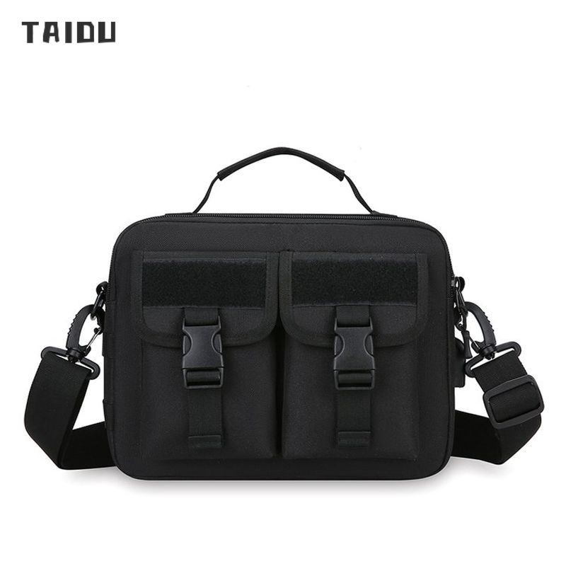 ไท่ดู กระเป๋าผู้ชายกระเป๋า ผู้สื่อสาร ผู้ชายกระเป๋าสะพายยุทธวิธีผ้า อ็อกซ์ฟอร์ด ทนทานพร้อมซิปปิดสไตล์เรียบง่าย