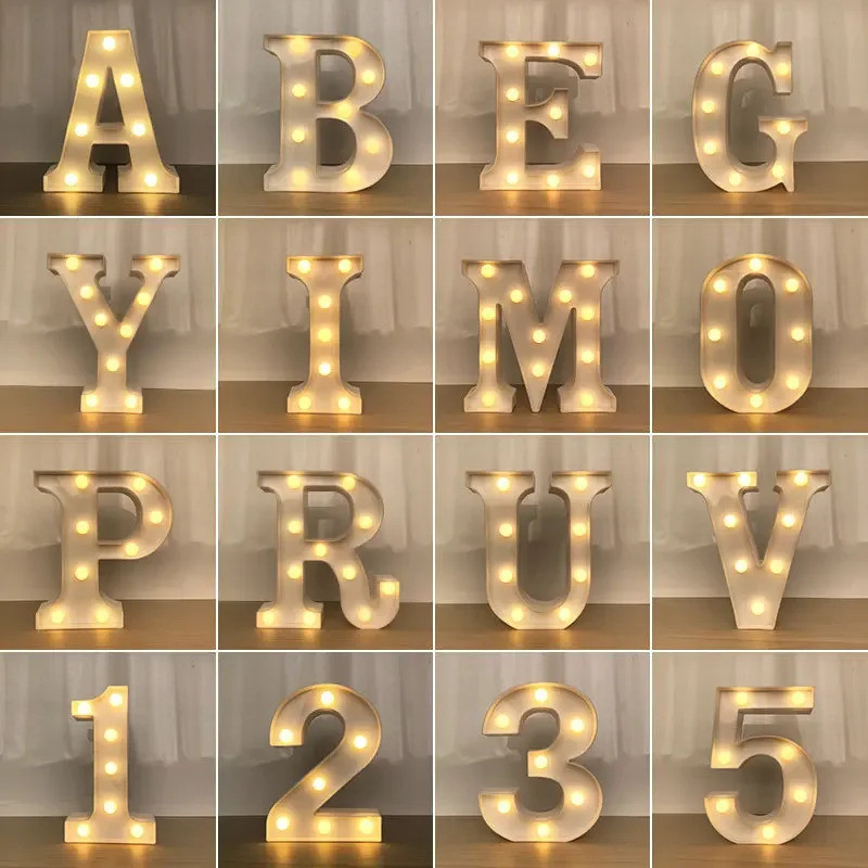 16CM Luminous LED Letter Night Light 26 English Alphabet Number Battery Lamp Diwali Romantic Wedding