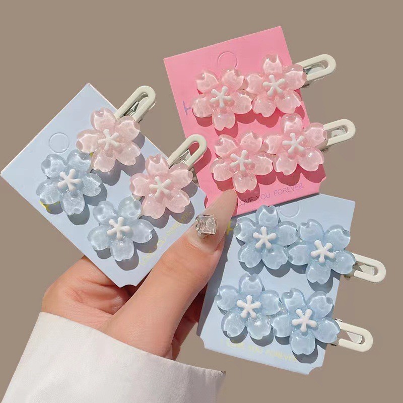 Jelly Cherry Blossom Girl Spring Summer Sweet Side Clip เครื่องประดับผมดอกไม้