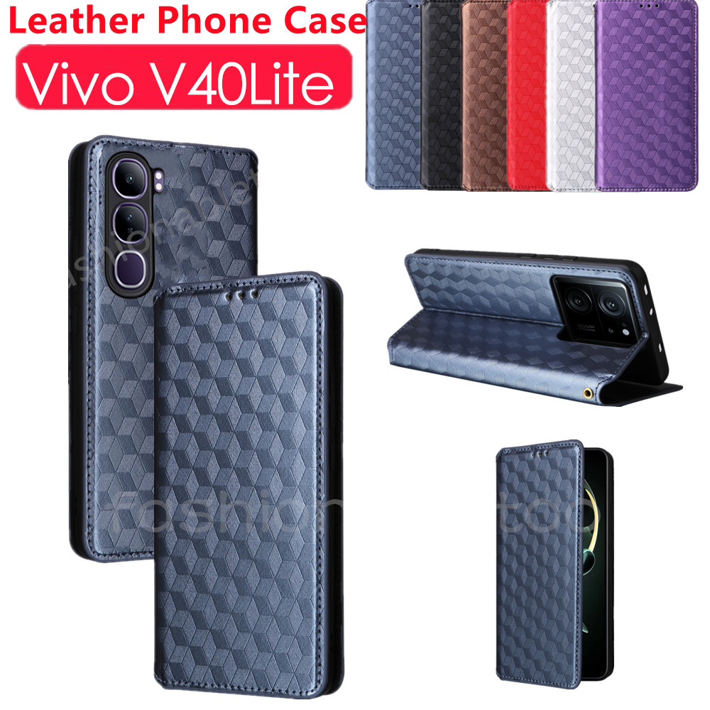 Flip หนังเคสโทรศัพท์สําหรับ Vivo V40 Lite pro V40lite V40pro V40E V 40 VivoV40Lite VivoV40pro VivoV40E ขาตั้งแม่เหล็กผู้ถือปลอกกันกระแทกปกหลัง