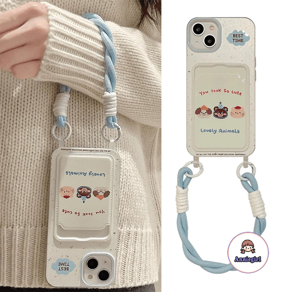 หมีน่ารักผู้ถือบัตรไนลอนเคสโทรศัพท์สําหรับ IPhone 11 15 16 Pro MAX 16 Plus 12 14 13 Promax XS MAX XR 7 8 Plus กันกระแทกนุ่ม TPU โทรศัพท์ปกหลัง
