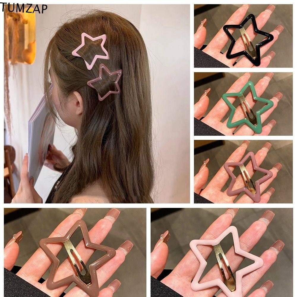 Tumzap Star BB กิ๊บติดผม, Pentagonal Star Hollow ด้านข้าง Barrettes, แฟชั่นโลหะเรขาคณิต Y2k Hairpin Streetwear