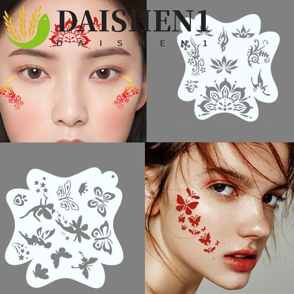Daishen1 แม่แบบสีใบหน้า,นํามาใช้ใหม่ Hollowed Body Art Paint Stencils, รอยสักชั่วคราวภาพวาดมือตกแต่งใช้งานง่าย DIY เครื่องมือแต่งหน้าภาพวาด