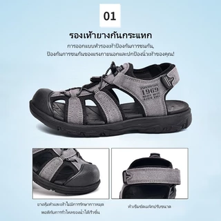 รองเท้าหนัง รองเท้าแตะลําลอง ส้นหนาเหมาะกับเดินชายหาดกลางแจ้ง ด้านล่างนุ่ม ลื่น แฟชั่นสําหรับผู้ชาย