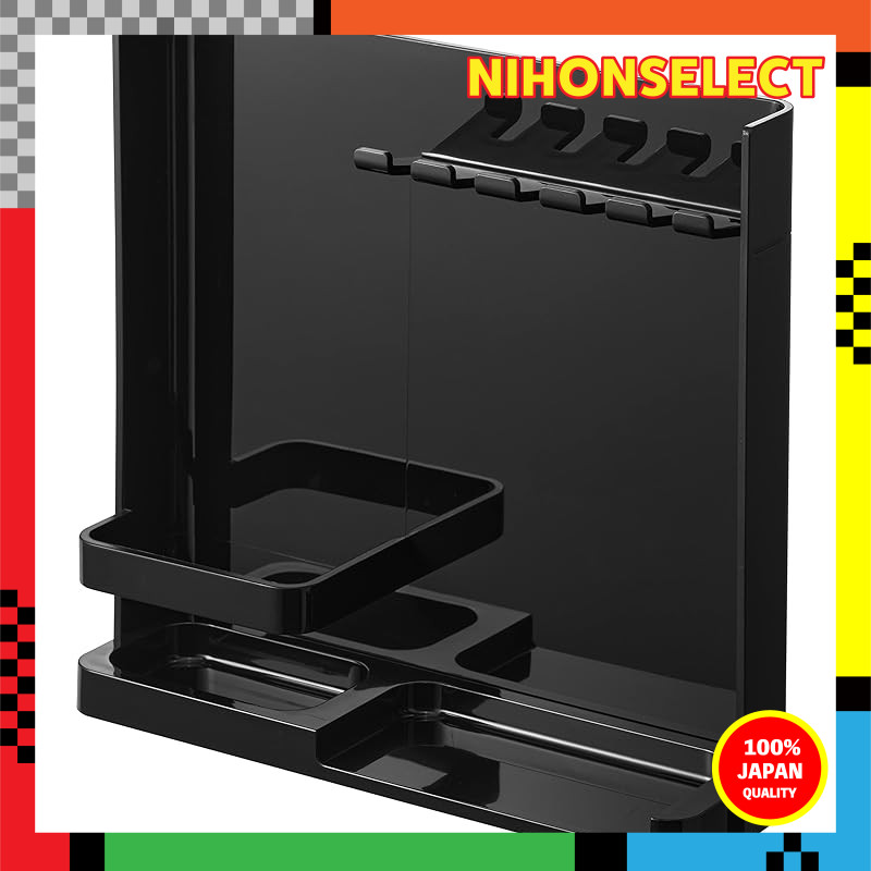 Yamazaki Toothbrush and Tube Stand with Concealed Design - Black/White, Approx. W22.2×D6×H21.2cm - T