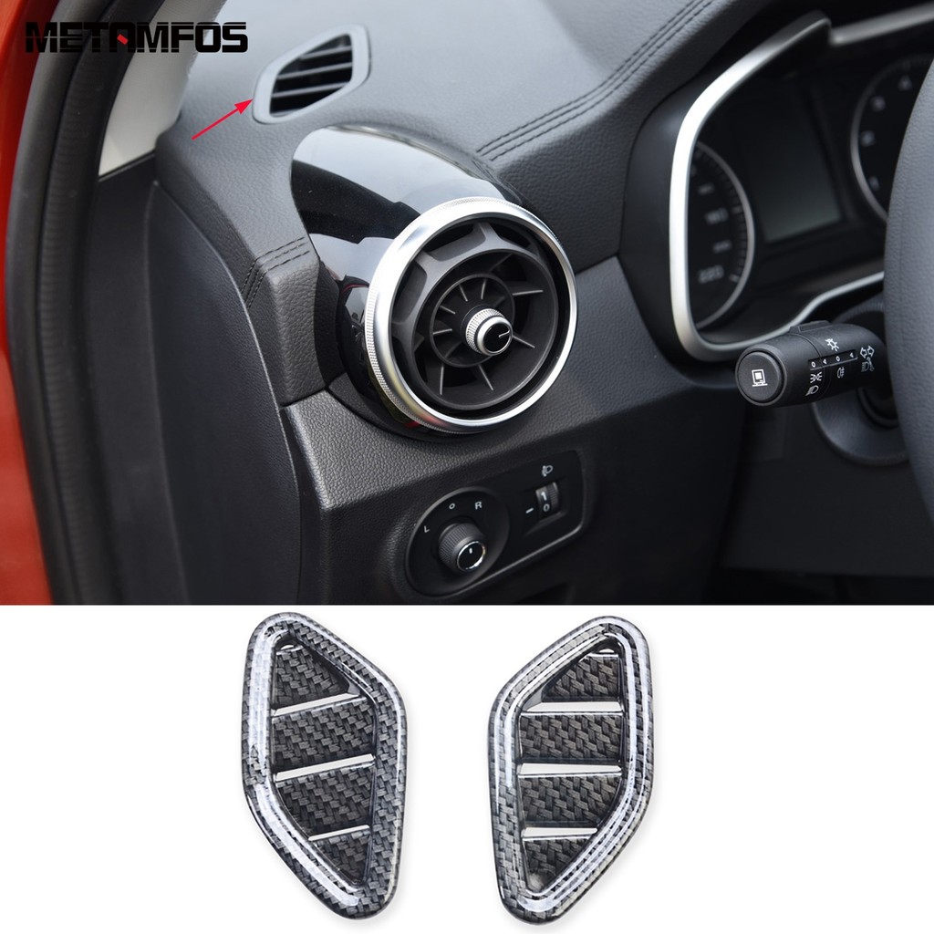 สําหรับ MG Zs SUV 2017-2024 คาร์บอนไฟเบอร์ด้านหน้าด้านบนเครื่องปรับอากาศ AC Vent Outlet ฝาครอบสติกเกอร์ Trim อุปกรณ์เสริมรถจัดแต่งทรงผม