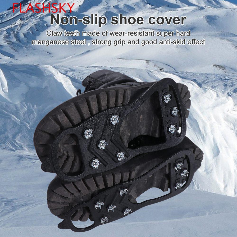 Flashsky 8 ฟัน Ice Snow Crampons, Tpe 8 Studs 8 Anti-Skid Ice Grip, Strong Grip Anti-Skid Shoe Spikes Grips Cleats รองเท้า Spikes ผู้ชาย