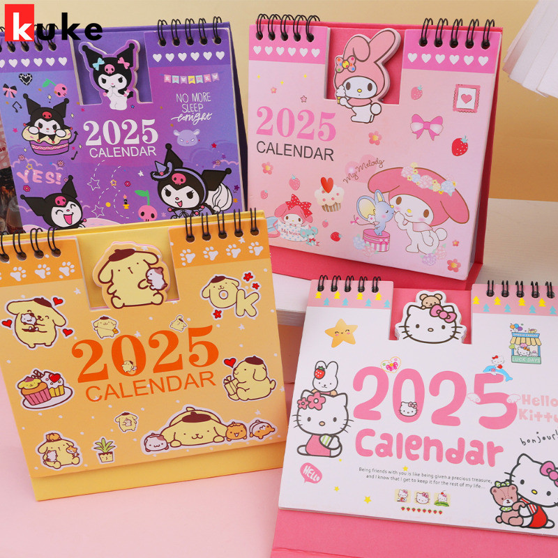 2025 ปฏิทินตั้งโต๊ะ Sanrio Hello Kitty Kuromi - วาระรายวัน ปฏิทินแนวตั้งรายเดือน - ถึงทํารายการ Planner - ปฏิทินพิมพ์การ์ตูนกราฟฟิตี - ปฏิทินคอยล์พลิก