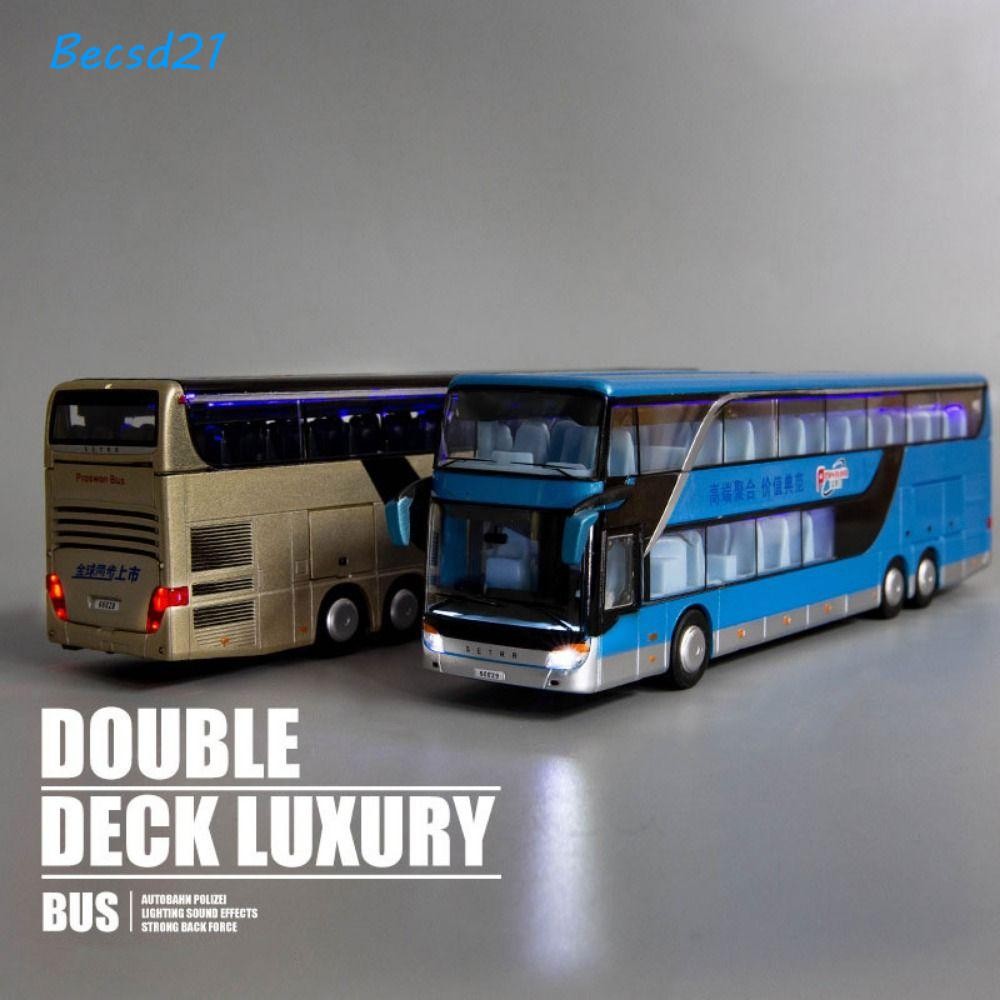 Becsd Double Sightseeing Bus ของเล่นไฟฟ้าคุณภาพสูง โมเดลรถเลียนแบบสูง