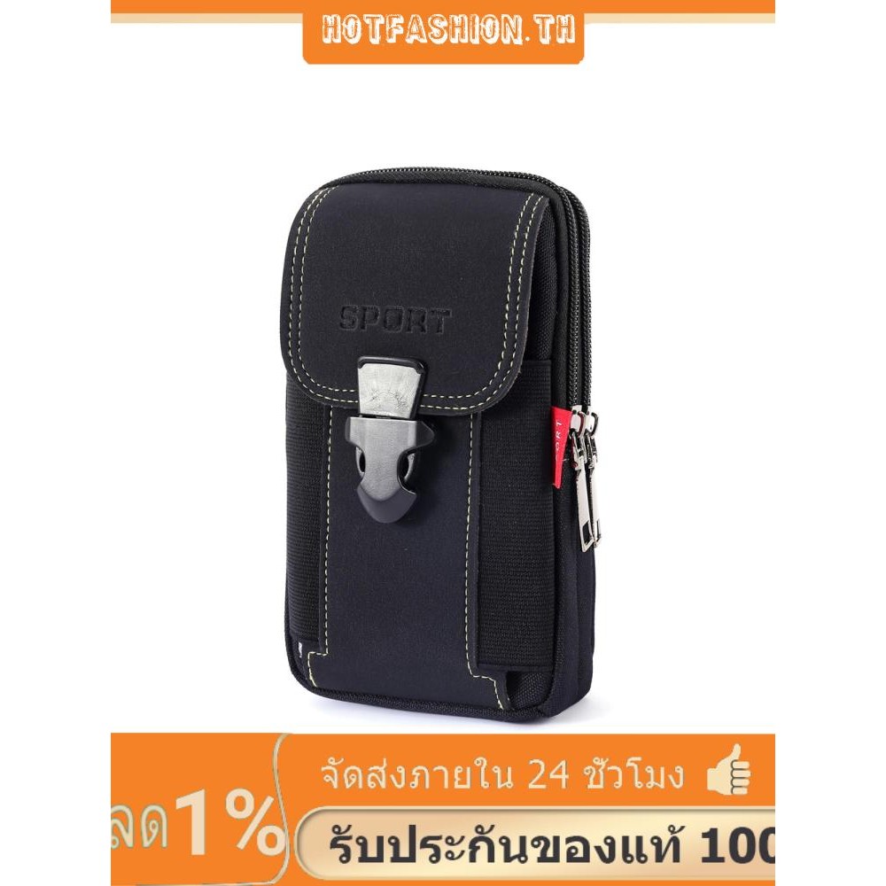ผู้ชายผ้าใบเอวกระเป๋าโทรศัพท์กระเป๋าซิปเข็มขัด Bum Pouch (สไตล์ 1 สีดํา)