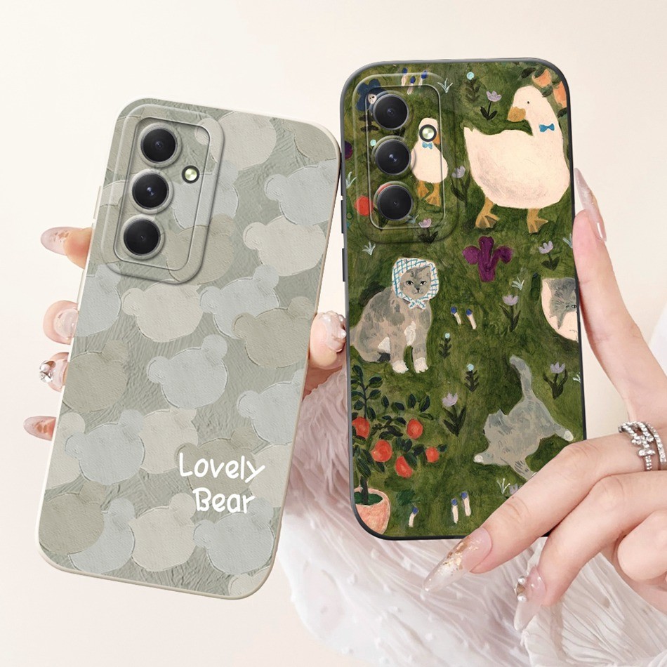 สําหรับ Samsung Galaxy S24 FE แมวน่ารักการ์ตูนซิลิโคนอ่อนนุ่มปลอก Samsung S24FE 5G เลนส์ป้องกันเคสโทรศัพท์