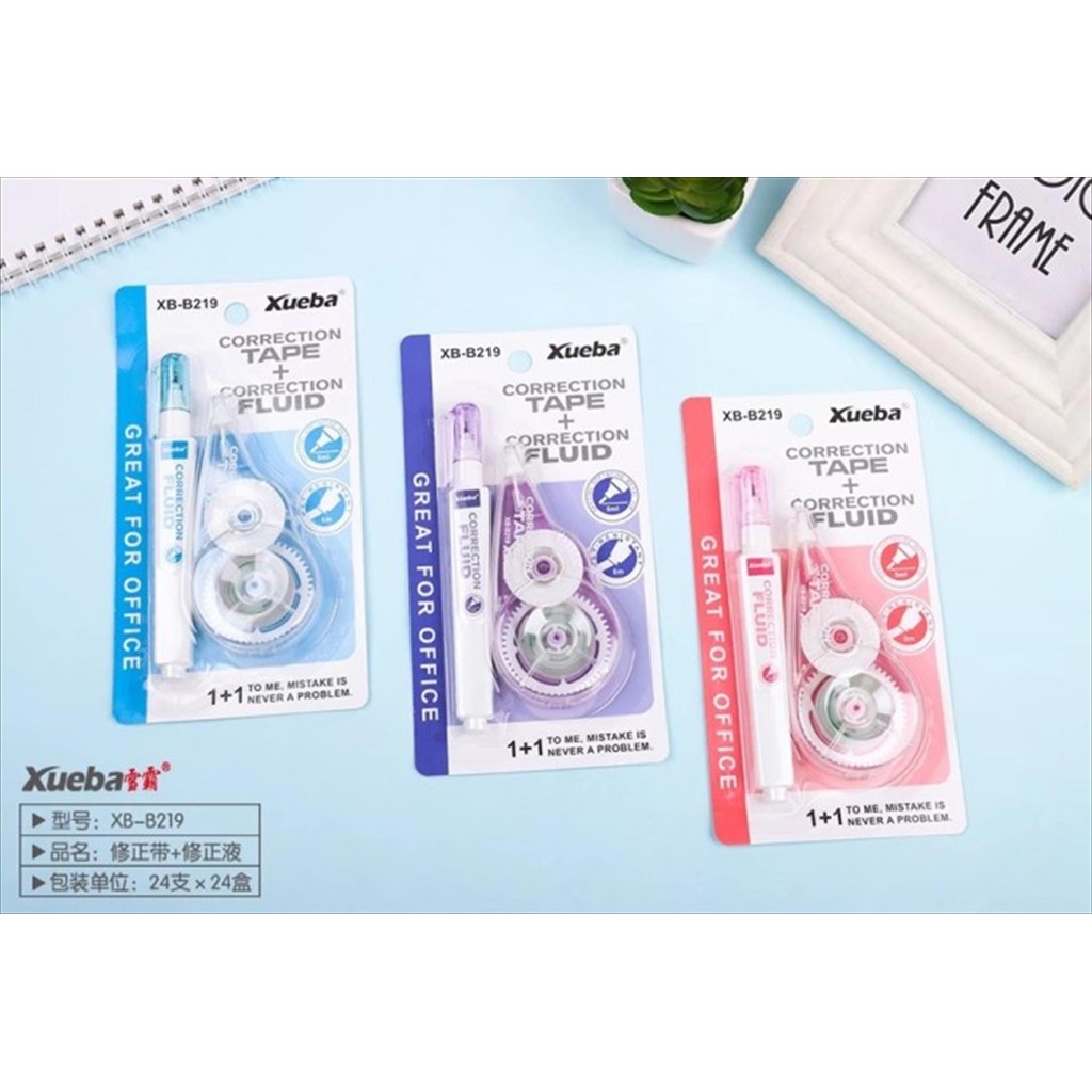 [D] CORRECTION TAPE ROLL B219 1 ชิ้นม้วน 8 ม. + 1 ชิ้นของเหลว 5ml