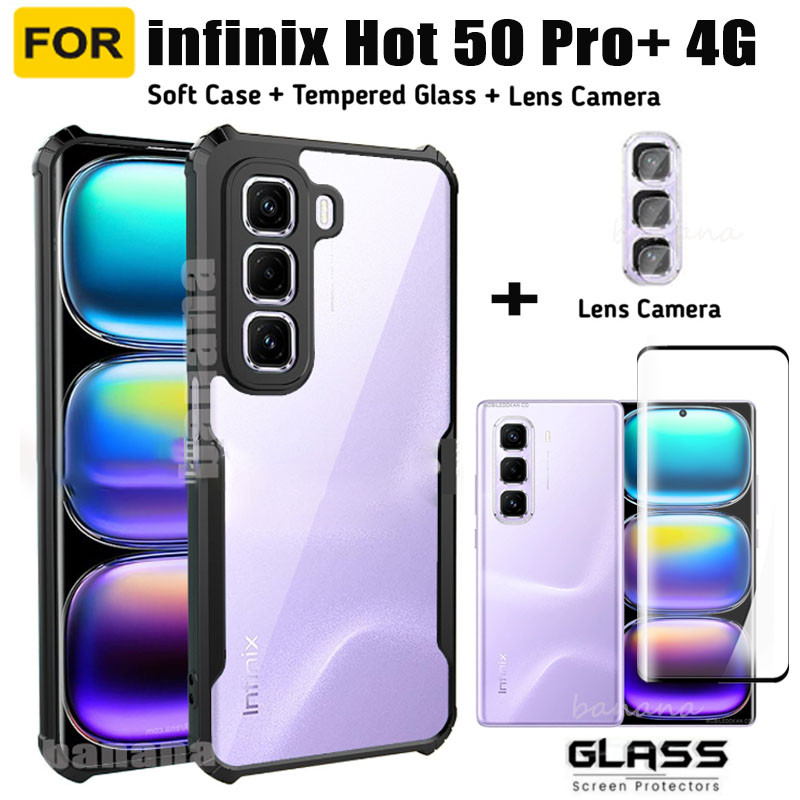 3 in 1 Infinix Hot 50 Pro Plus เคสโทรศัพท์กันกระแทกสําหรับ Infinix Note 40 Pro 4G 5G หมายเหตุ 40 Pro + Hydrogel Soft Film + ฟิล์มเลนส์กล้อง