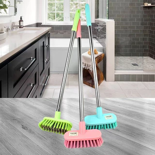 JIE HOME แปรงขัดพื้น ทำความสะอาด ล้างห้องน้ำ ด้ามสแตนเลส 2สี