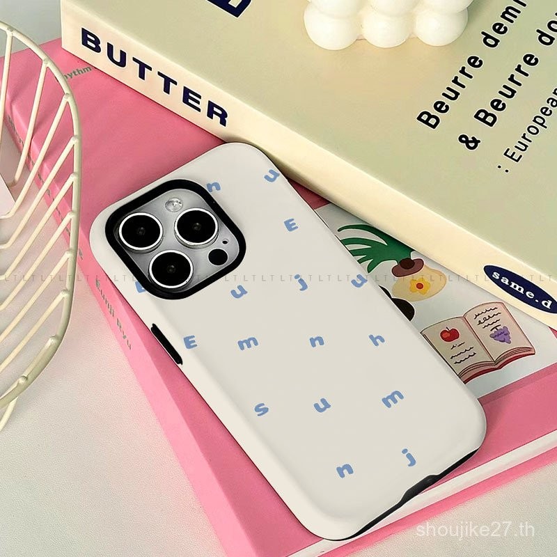 เคสโทรศัพท์แบบหุ้มทั้งตัวสำหรับ Apple 15/14pro แบบปรับแต่งได้แบบเรียบง่ายกันกระแทกแบบ2-in-1 12 eimi