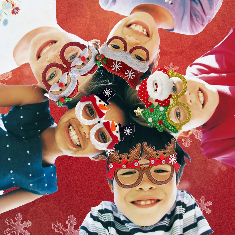 แว่นตาคริสต์มาสสําหรับผู้ใหญ่และเด็กที่ก่อให้เกิดการ์ตูน Snowman และ Reindeer Antlers