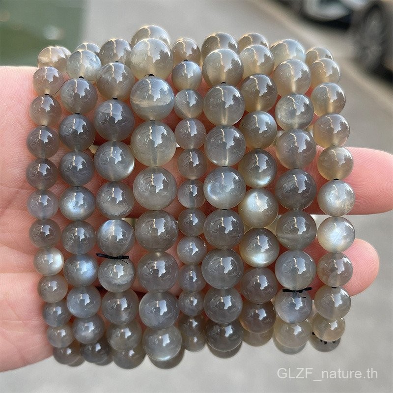 5A สร้อยข้อมือกระดูกสันหลังสีดำอ่อนธรรมชาติสำหรับผู้ชายและผู้หญิงสร้อยข้อมือหินดวงจันทร์
