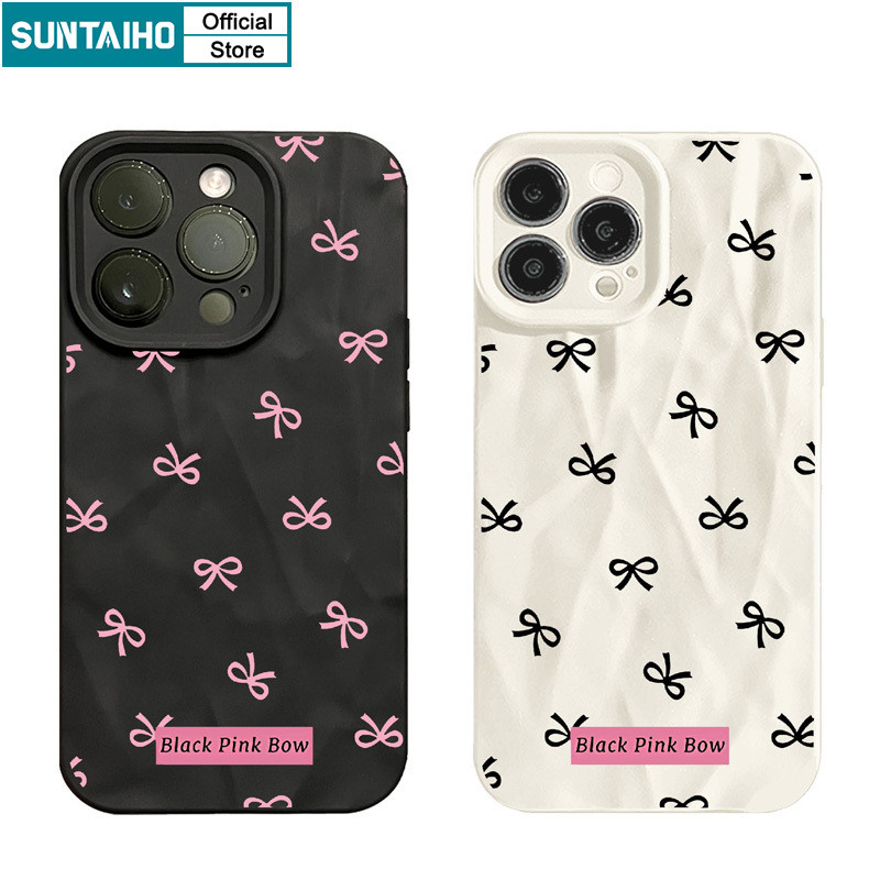 Suntaiho เคสไอโฟน Aestheticปลอกสีชมพูโบว์รูปแบบเคสโทรศัพท์สําหรับIphone 16 15 14 13 12 11 Pro Max IP 7 8 Plus Iphon X Xs XR Xs Maxซิลิคอนนุ่มพรีเมี่ยมกันกระแทกปกหลัง