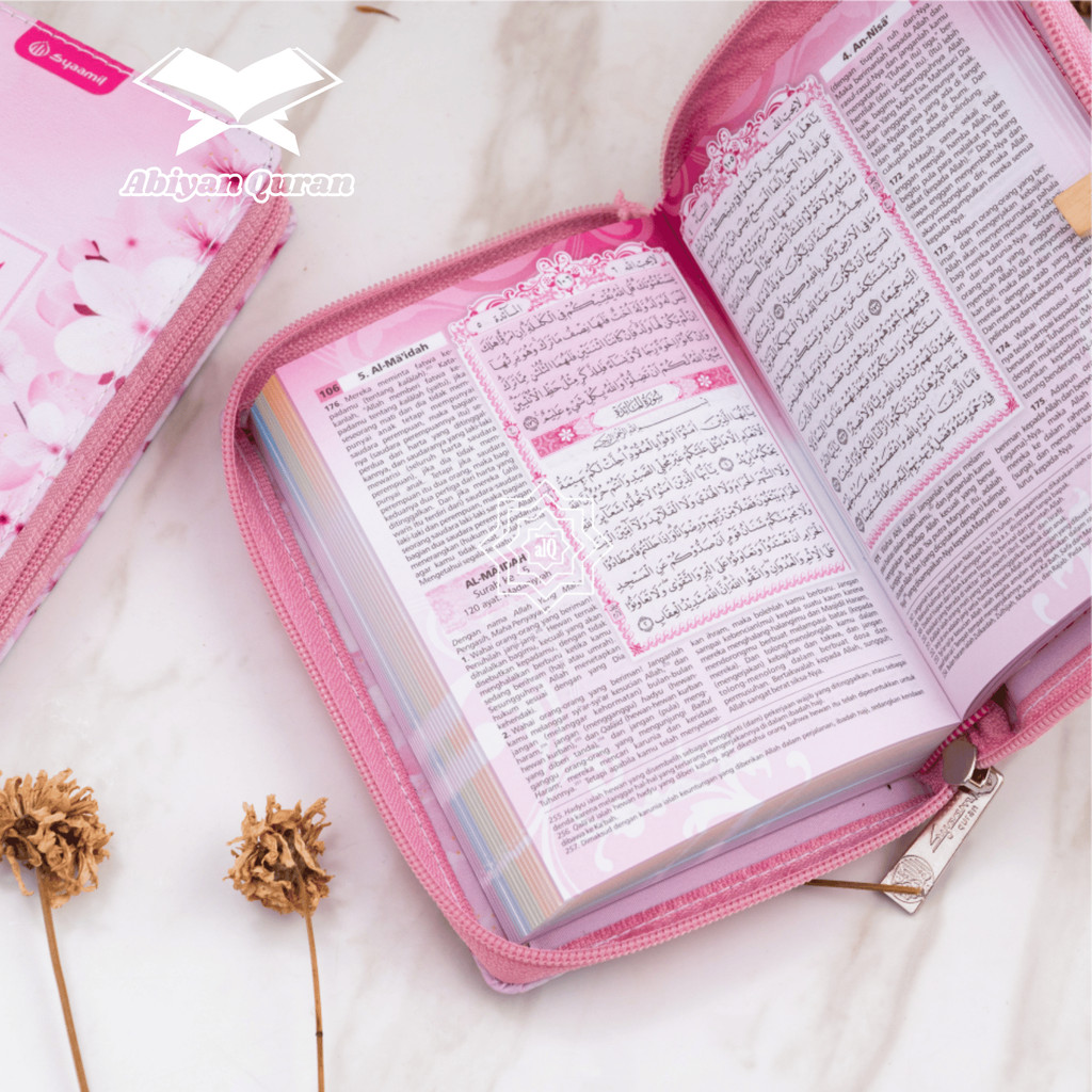 Mushaf Tilawah Umm Ayman ผู้หญิงสวย Quran ซิปแปลขนาดเล็ก A6 Al-Quran Syaamil Aby Quran