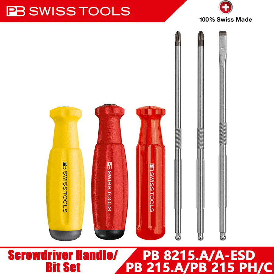 Pb SWISS Tools ด้ามจับไขควงสําหรับเครื่องมือมือ Bit Slotted และ Phillips PB 8215A/pb 8215A-esd/pb 21
