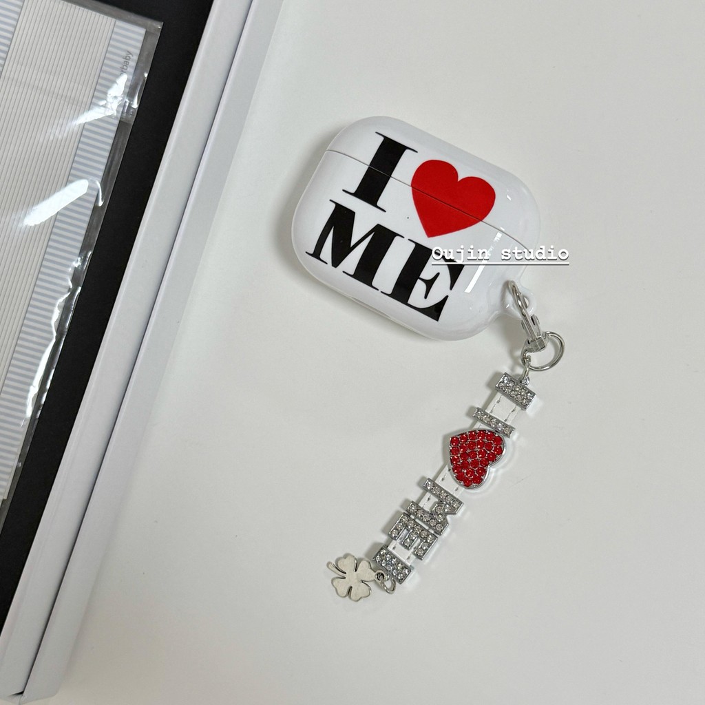 สไตล์เกาหลี ins Sweet Cool Girl English Love เหมาะสําหรับชุดหูฟังบลูทูธไร้สายเคสฟิล์มสว่างแบบแข็งรุ่