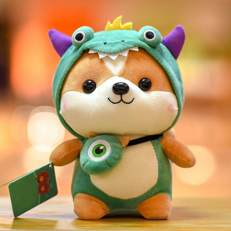 Cute Little Squirrel Doll Transformation Dinosaur Plush Toy Shiba Inu Doll for Girls Birthday Gift R