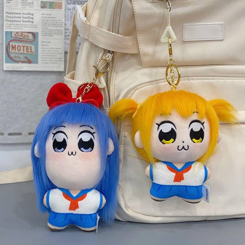 Pop Team Epic Popuko และ Pipimi ตุ๊กตาพวงกุญแจตุ๊กตาผมยุ่งตุ๊กตาน่ารักแขวนตกแต่ง