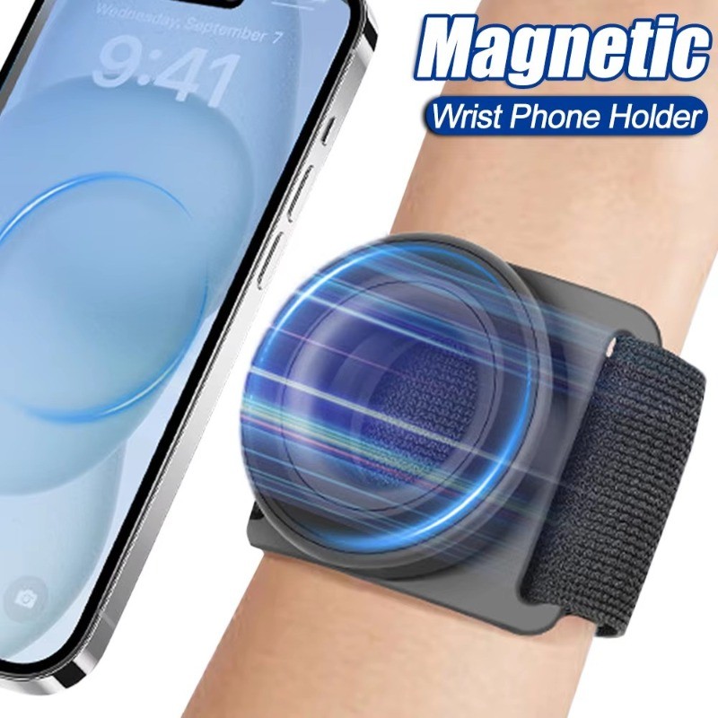 สากล 360° ที่วางโทรศัพท์มือถือแบบแม่เหล็กหมุนได้-ขาตั้งโทรศัพท์มือถือแบบพกพากลางแจ้งพร้อมแท็บผูกเชือกสั้น