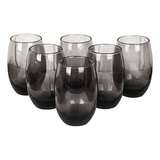 Jogo 6 Copos Luxo Suco Agua Refrigerante Aruba Fumê 465ml