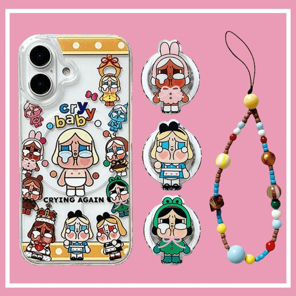 แม่เหล็กน่ารักบินร้องไห้สาววงเล็บเคสโทรศัพท์สําหรับiphone 16ProMax 16Pro 16Plus 15ProMax 15 16 14 13 12 11ProMaxคลุมทั้งหมดกันกระแทกป้องกันปลอกอะคริลิ