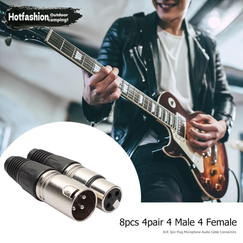 8ชิ้น4ชาย4หญิงแคนนอน XLR 3เข็มหมุด ปลั๊กไมโครโฟนสายสัญญาณเสียงขั้วต่อสายไฟ