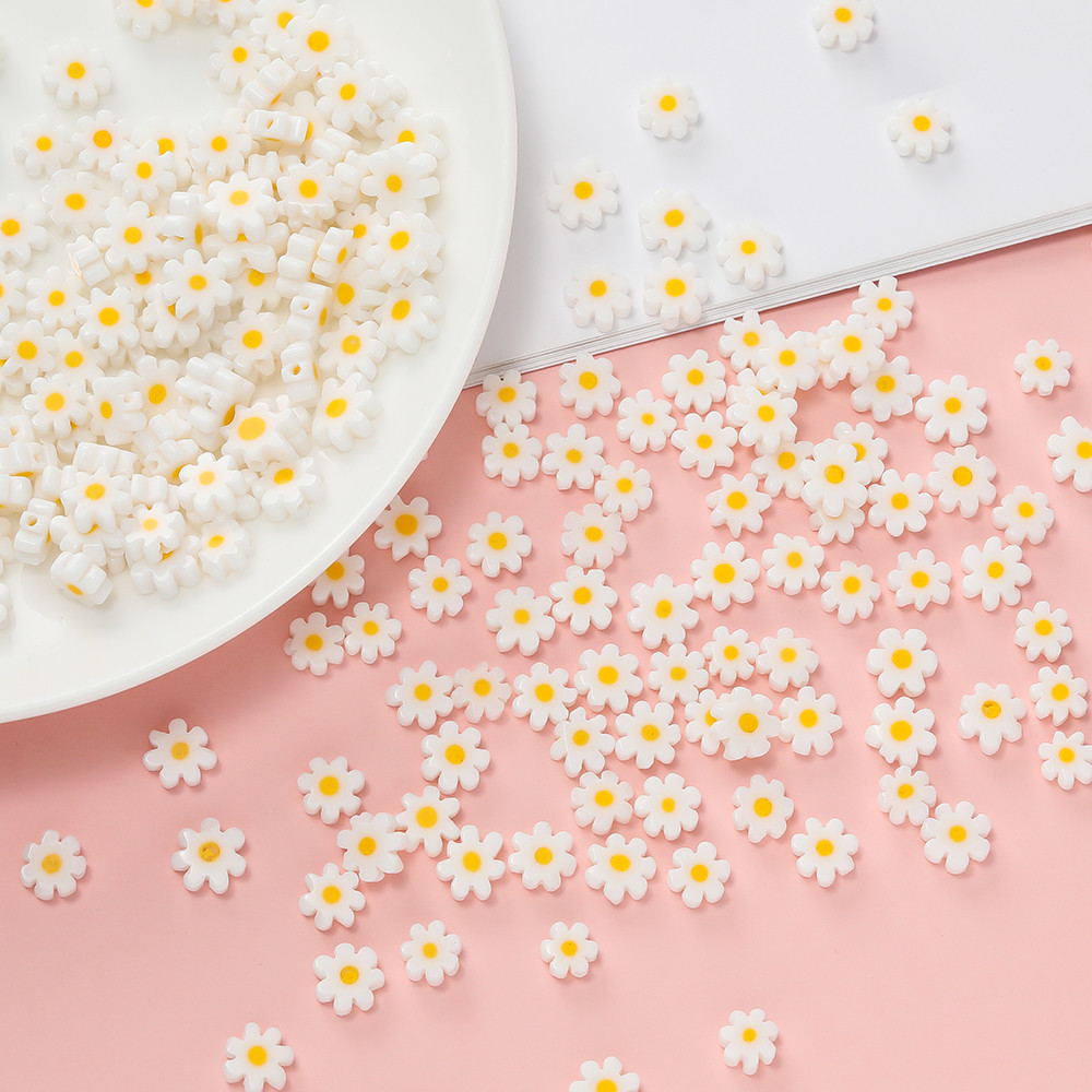 ลูกปัดแก้วสีขาว 92/60/59ชิ้น แบบดอกไม้เดซี่ สำหรับDIY สร้อยข้อมือ สร้อยคอ แหวน งานแฮนด์เมด - รูปที่ 7