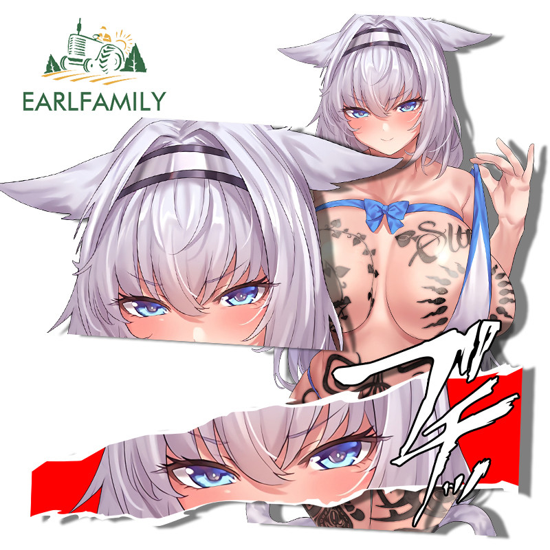 EARLFAMILY 13 ซม.ผมสีขาวสาว Fanart สติกเกอร์รถบุคลิกภาพรถจักรยานยนต์ Caravan Windows ไวนิล Decal Occlusion Scratch ตกแต่ง
