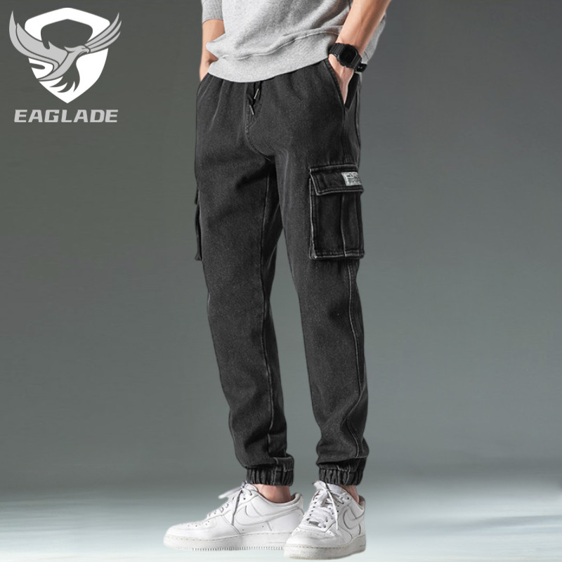 Eaglade Denim Cargo Jeans สําหรับผู้ชาย 2090 สีดํา C03