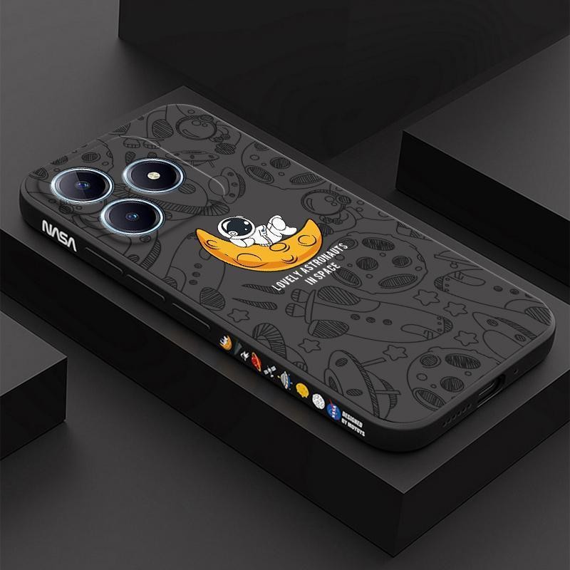 เคส Realme C61 C63 สีทึบ Realme C63 C61 , ภาพประกอบอวกาศ เคสโทรศัพท์นักบินอวกาศ XTKR