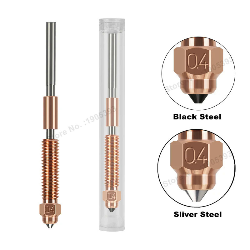 All-in-one Nozzle For Creality K1C Copper Hardened Steel Insert 0.2 0.4 0.6 0.8 1.0mm High-Speed Noz