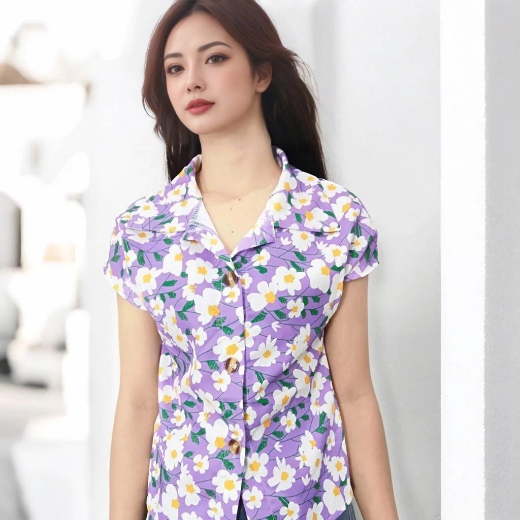 เสื้อผู้หญิงลายดอกไม้ แขนสั้น สไตล์ฤดูร้อน สงกรานต์ thumbnail 8