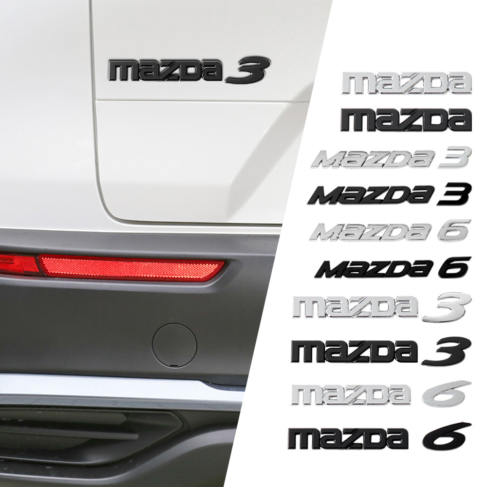 3d ABS โลโก้รถ Badge Letter Trunk Badge Decal อุปกรณ์เสริมสําหรับ Mazda Axela Atenza CX-3 CX-5 CX-8 MS demio MPS 3 6 2 CX-4 AWD