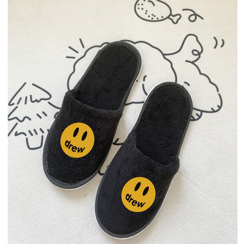คุณภาพสูงพร้อมสต็อก!การ์ตูนน่ารัก Drew Smiley Face Coral Fleece สบายกันลื่นในร่ม Slipp