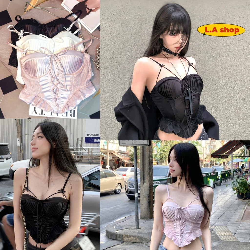 L.A Shop★สไตล์ใหม่★ เสื้อสายเดี่ยว สีพาสเทล น่ารักมากๆ ผ้าซาติน มีฟองน้ำ รัดตัว "FY1930"