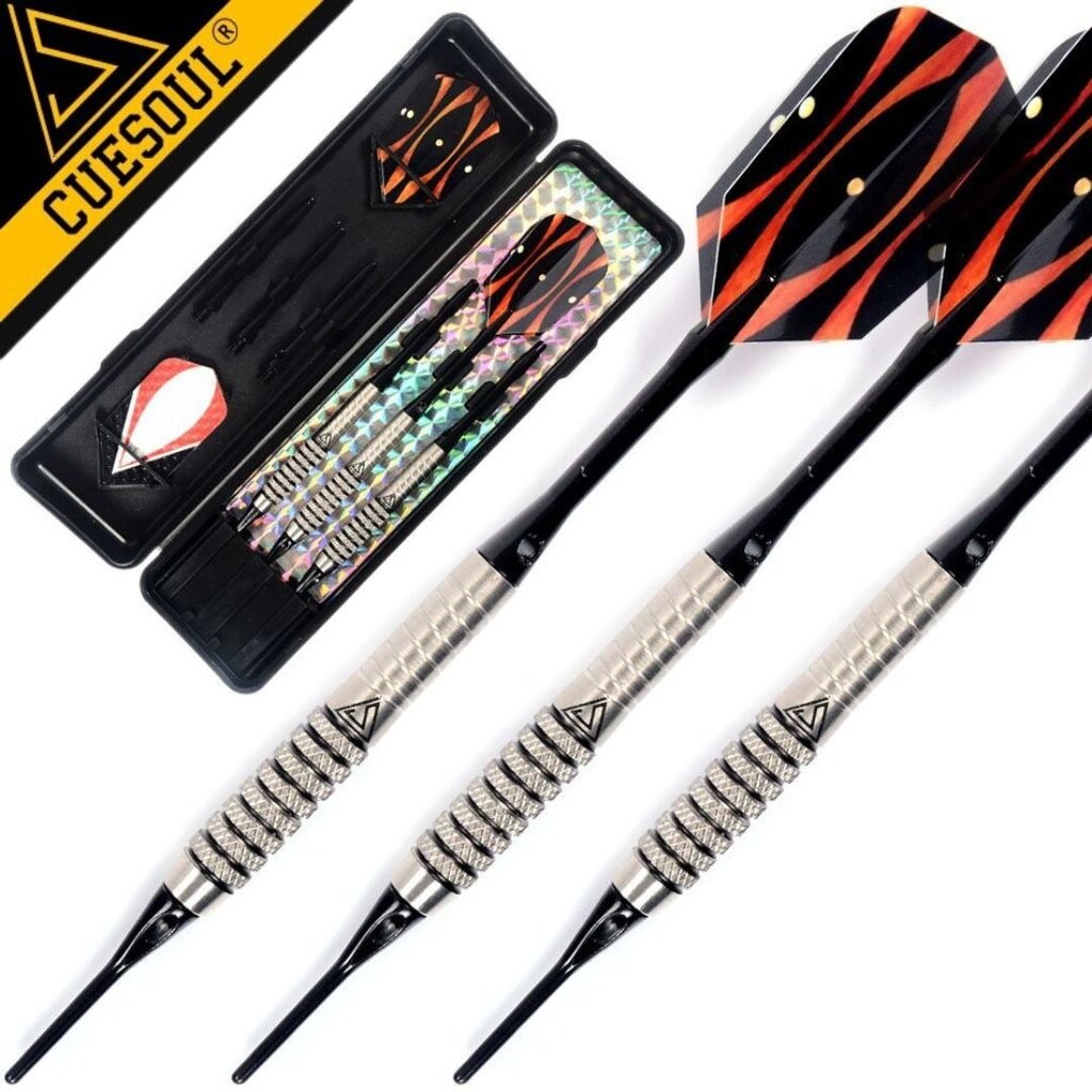 ลูกดอกปาเป้า CUESOUL Tungsten Soft Darts / Black-Red Slim Flight 16g