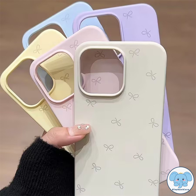 เคสไอโฟน 17สำหรับ IPhone 17 air 15 8 7 14 Plus XR 15 11 16 13 12 14 Pro Max XS X Max เคสหนังเนื้อนุ่มสีขาวผูกโบว์น่ารัก